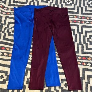 PINK Victoria's Secret Blue and Burgundy Leggings